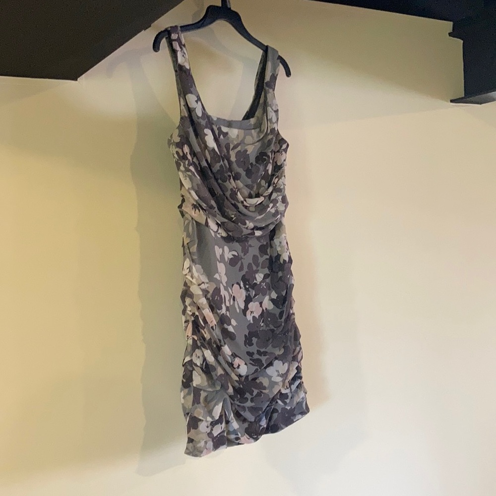 Grey floral mini dress